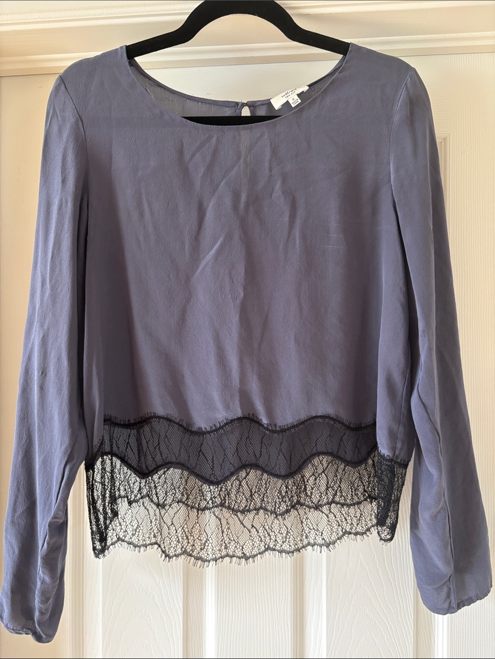 Wilfred Lavender Blouse with Black Lace Trim